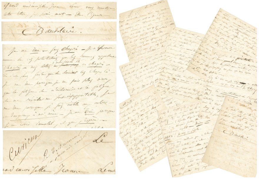 Charles BAUDELAIRE Lettre du suicide Lettre autographe signée "C. Baudelaire", d&hellip;
