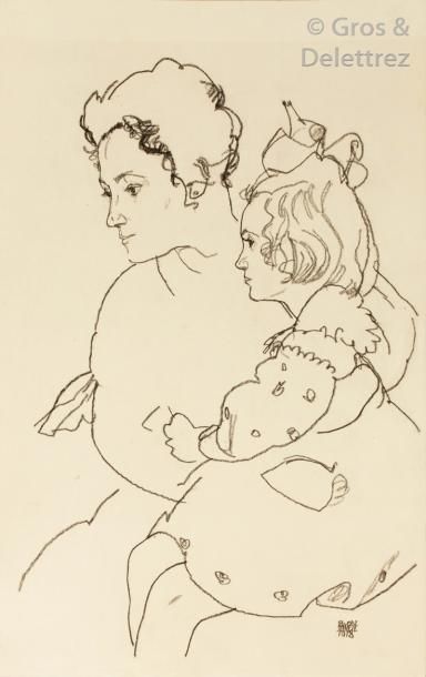 Egon SCHIELE (1890-1918) Portrait de Mme Grünwald et de sa fille (Hélène et Lenn&hellip;
