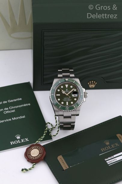 ROLEX SUBMARINER «HULK» ref 116610LV n°41XQXXXX vers 2013 Rare montre de plongée&hellip;