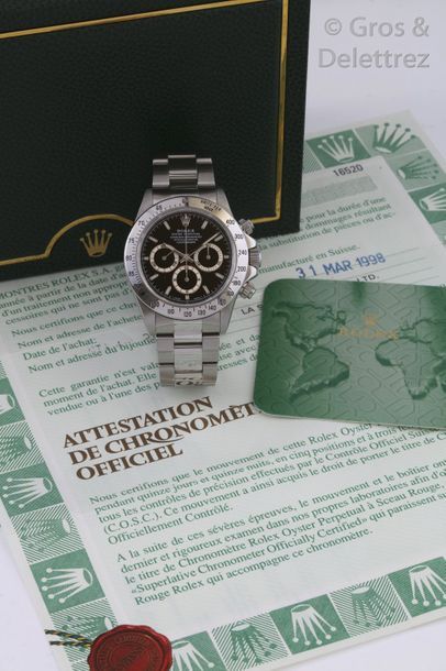 ROLEX DAYTONA ref 16520 n°U32XXXX vers 1998 Beau chronographe bracelet en acier.&hellip;