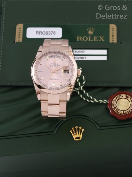 ROLEX Oyster Perpetual Day-Date - ref. 118205F vers 2015 Montre bracelet en or r&hellip;