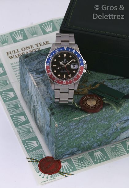 ROLEX GMT-MASTER dite «Pespi» Ref 16700 n°L215XXX vers 1988 Rare et belle montre&hellip;