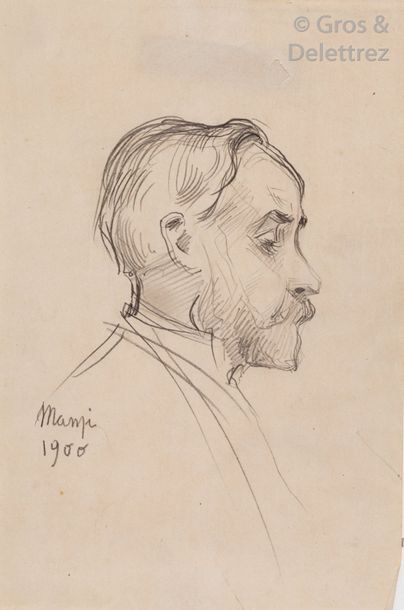 Michel MANZI Edgar Degas Crayon sur papier. Signé en bas à gauche et daté 1900. &hellip;