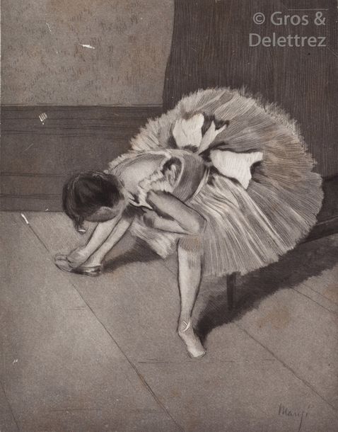 Michel MANZI Edgar Degas et Manzi Danseuse rajustant son chausson Photogravure r&hellip;