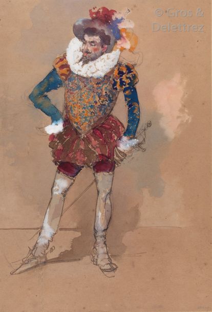 Michel MANZI Portrait de Jean-Baptiste Faure, baryton en costume de scène Crayon&hellip;