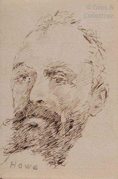 Michel MANZI Portrait de Howe Encre. Titrée. 15 x 10 cm