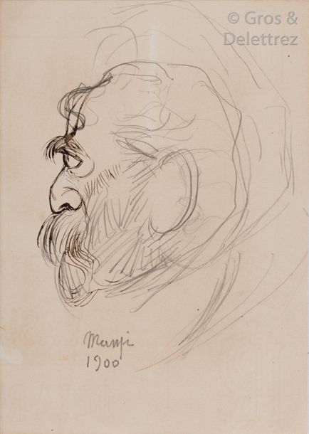Michel MANZI Portrait d’homme Plume, encre brune et crayon. Signé en bas au cent&hellip;