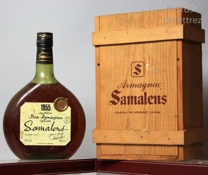 Null 1 bouteille BAS ARMAGNAC - Samalens 1955 Coffret bois. Etiquette sale, nive&hellip;
