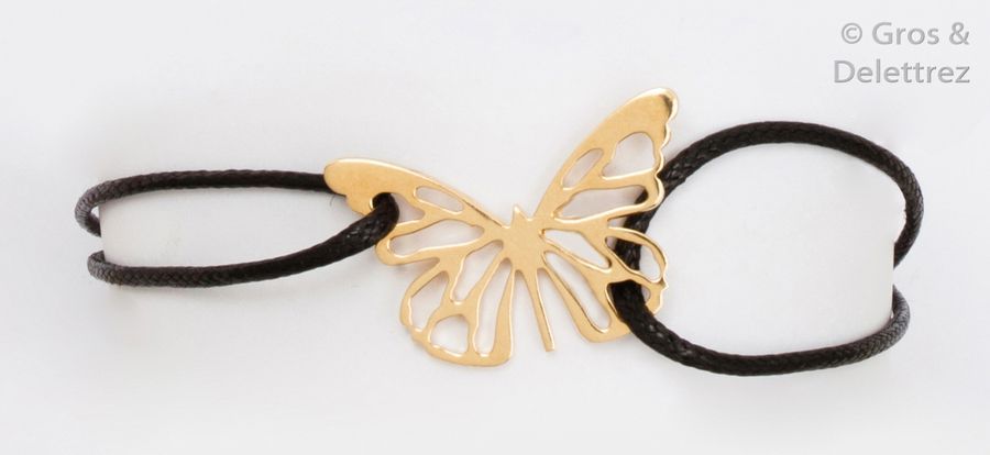 Null Bracelet «?Papillon?» en or jaune ajouré, le bracelet formé par un cordon d&hellip;
