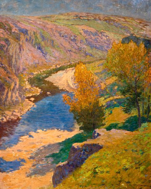 PAUL MADELINE (1863-1920) 
Vallée de la Creuse
Huile sur toile.
Signée en bas à &hellip;