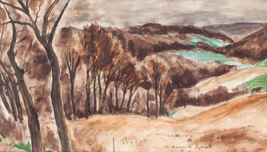 André DUNOYER DE SEGONZAC (1884-1974) 
Environs de St-Tropez
Aquarelle, plume et&hellip;