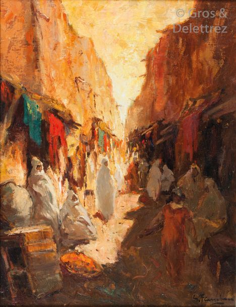 Null Gustave FLASSCHOEN (1868-1940) 


Rue d’un souk animé, 


Huile sur toile, &hellip;