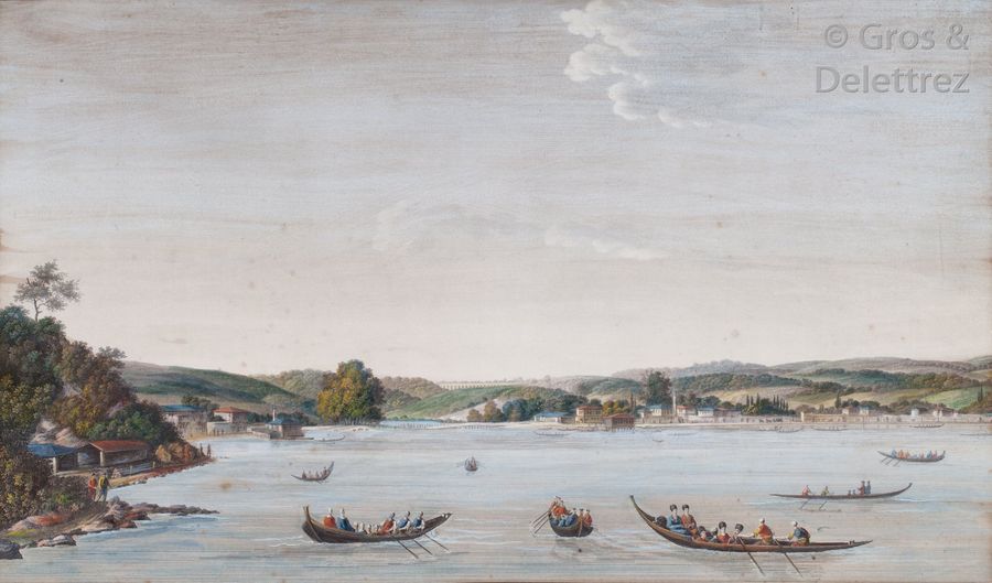 Null Attribué à Antoine-Ignace MELLING (1763-1831) Caïques sur les bords sur Bos&hellip;