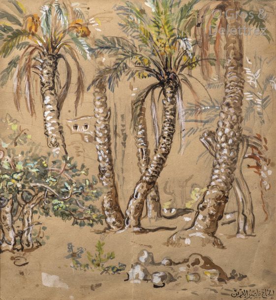 Null Etienne DINET (1861 - 1929). 


Palmiers dans l’Oued


Aquarelle et gouache&hellip;