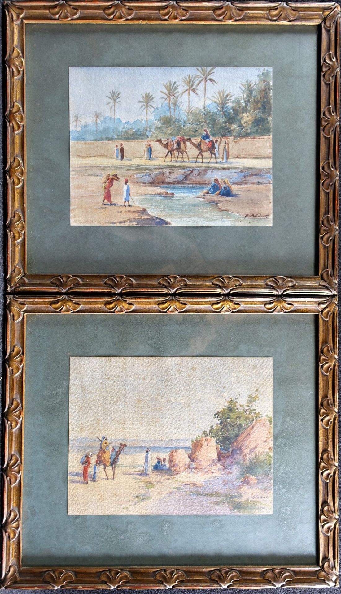 Null BLAIRAT马塞尔（生于1849/55）：东方主义场景。两幅在挂件上签名的水彩画，18 x 23