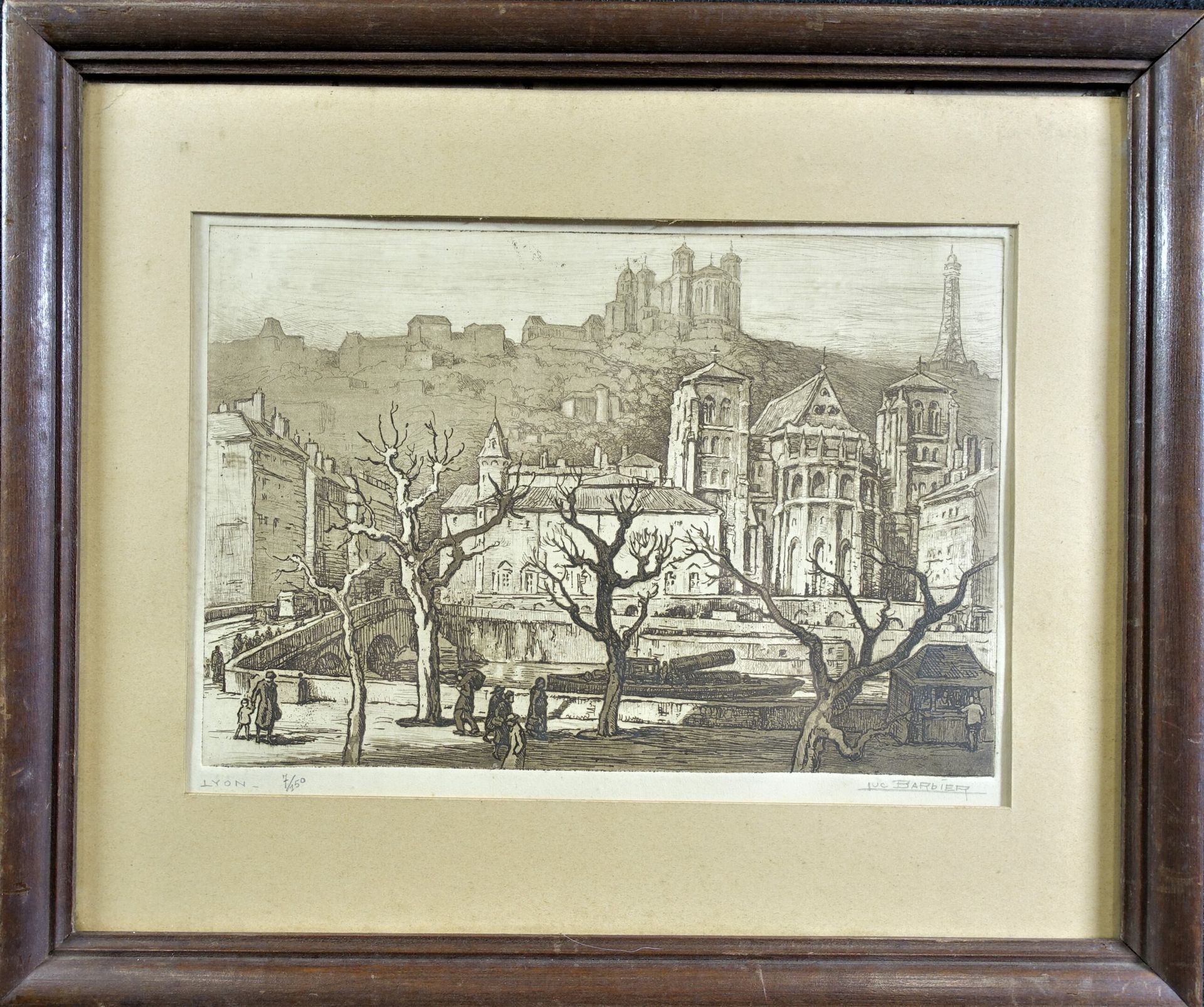 Null BARBIER Luc (1903-1989) : Lyon, Fourvière. Aquatint signed, located and jus&hellip;