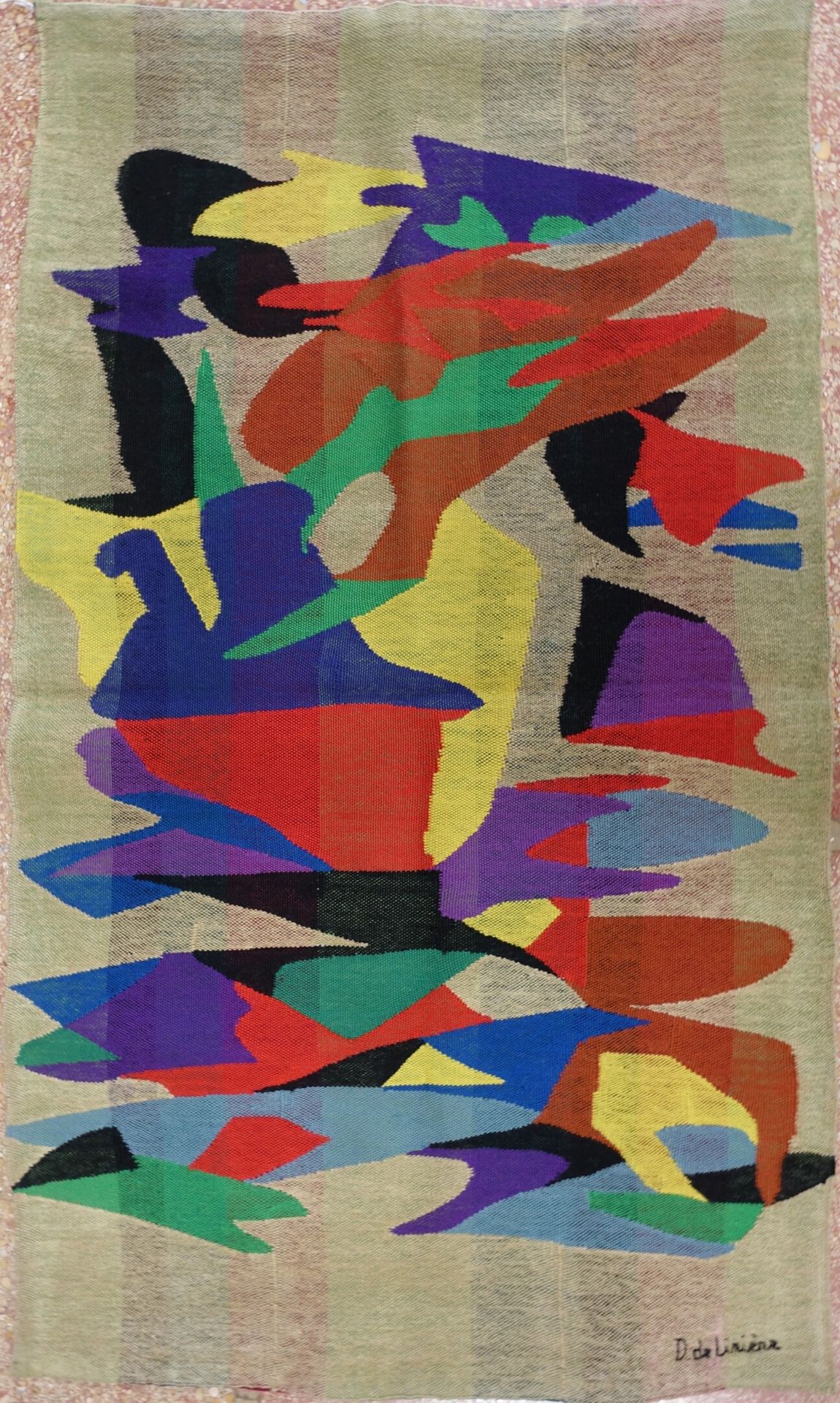 Null 德-利尼埃（生于1925年）：《夏日风》。挂毯上有签名，其上有签名".... 独特的副本，由画家编织的......"，120 x 70。出处：艺术家的&hellip;