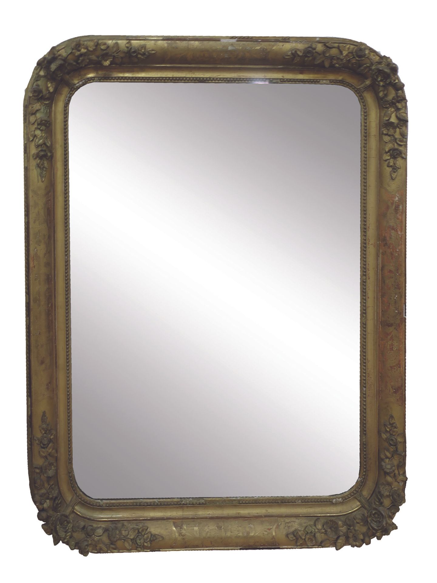 Null Gran espejo de madera dorada de la época de Napoleón III con decoración en &hellip;