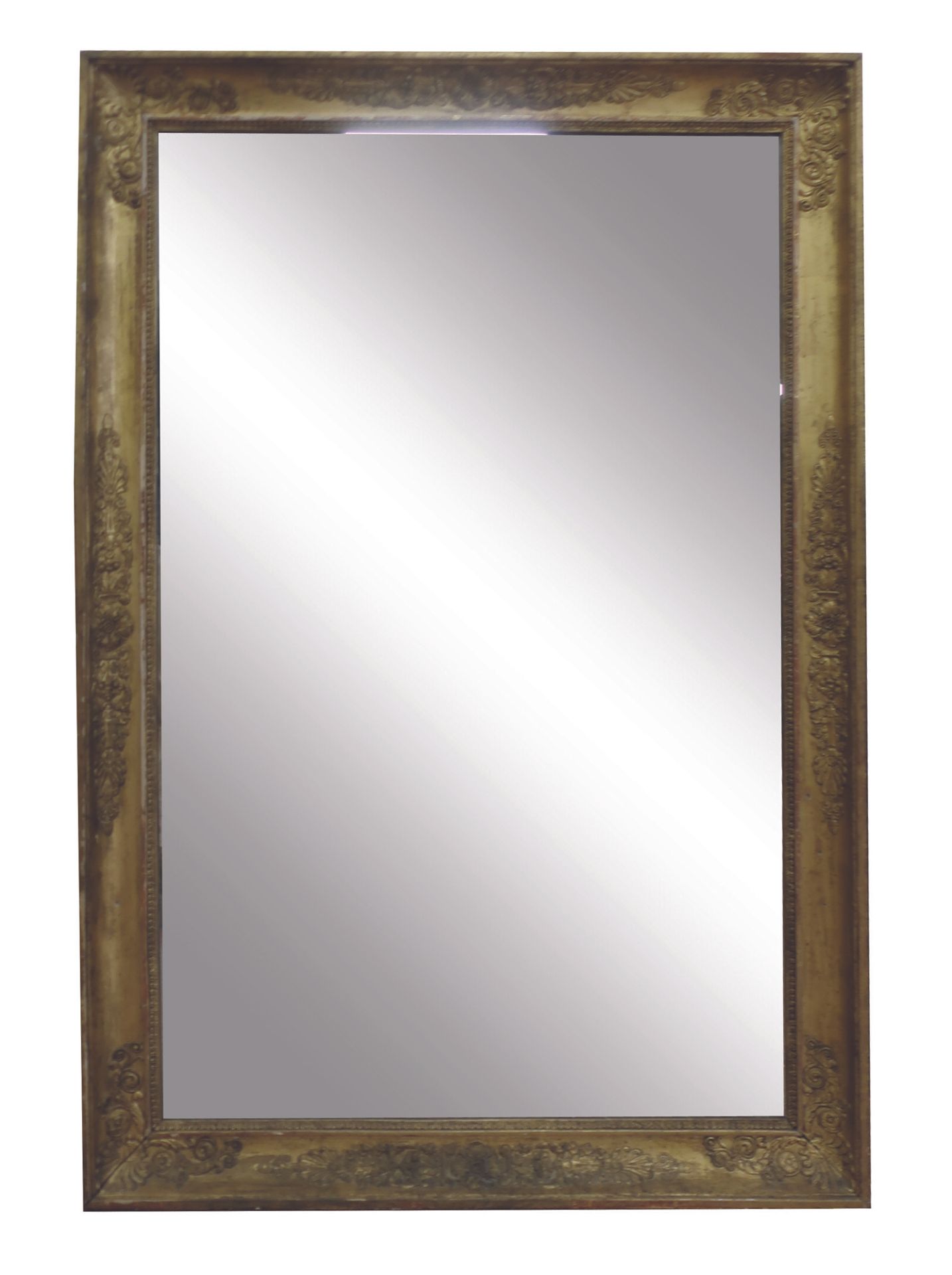 Null Restoration period rectangular mirror in gilded stuccoed wood decorated wit&hellip;