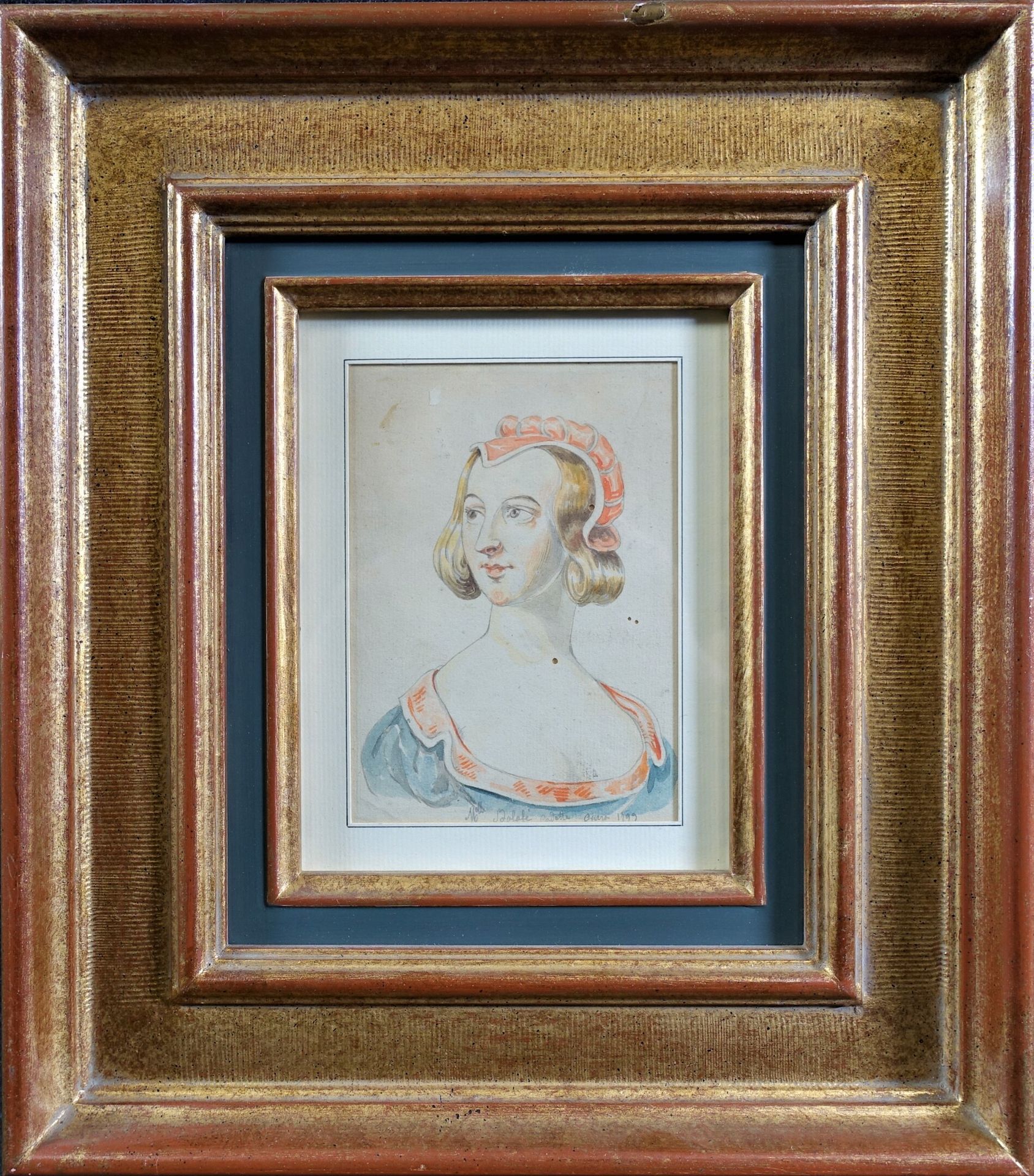 Null Ecole française vers 1799. Portrait d'une actrice. Aquarelle, annotée et da&hellip;