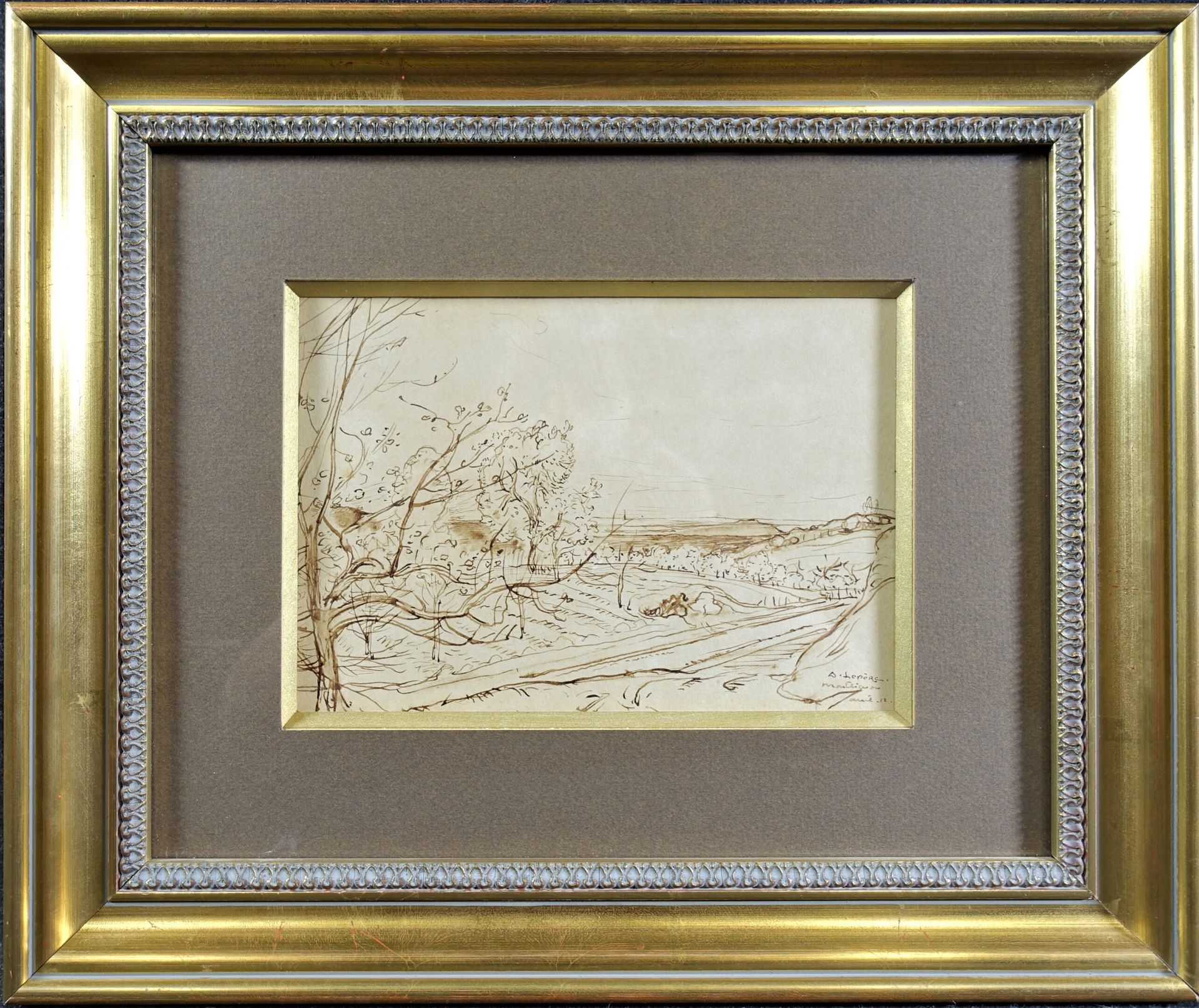 Null LEPERE Auguste (1849-1918) : Paysage de Monlignon (Val d'Oise). Encre brune&hellip;