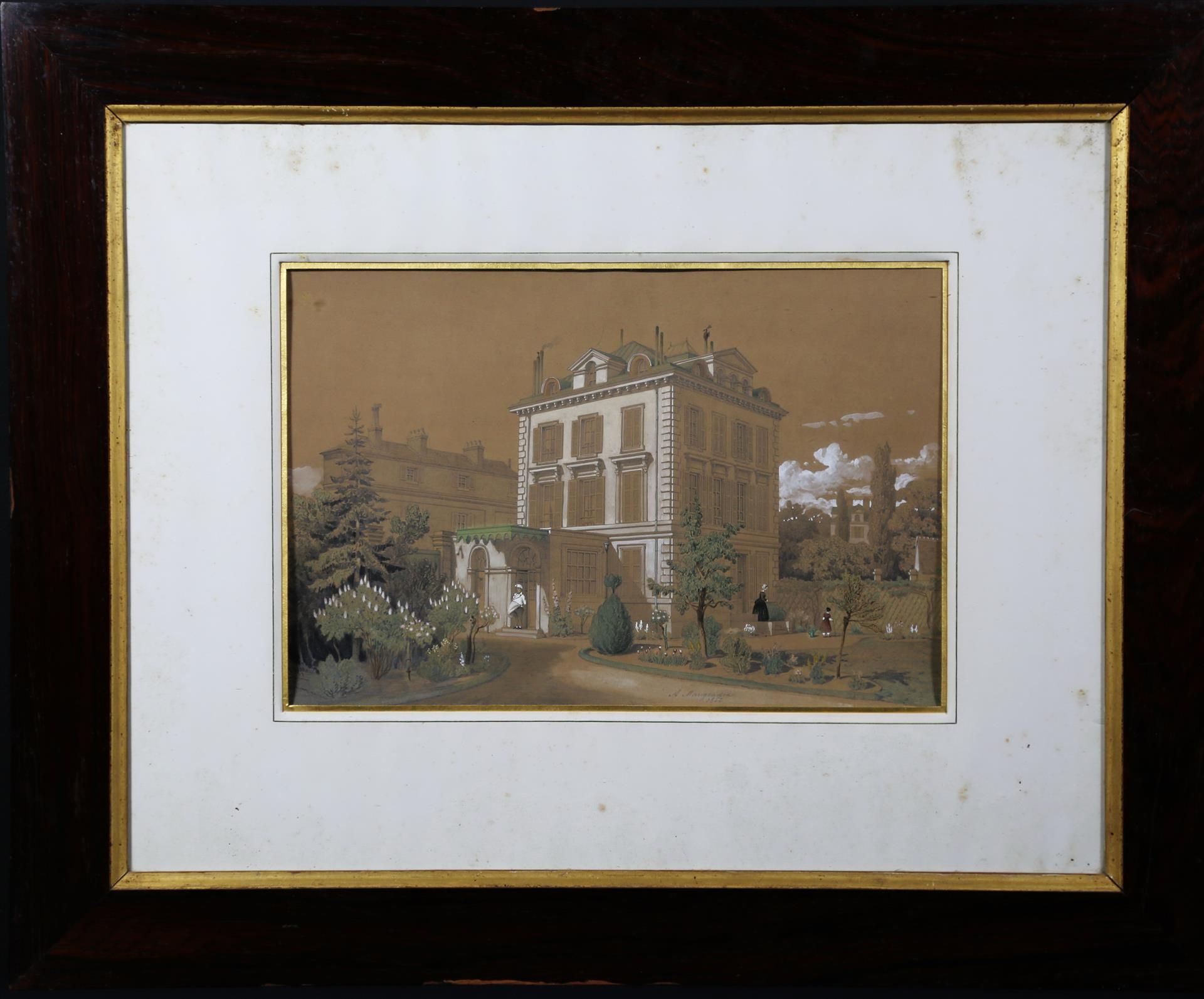 Null MAUGENDRE Adolphe (1809-1895) : Maison de ville. Crayon noir avec réhauts d&hellip;