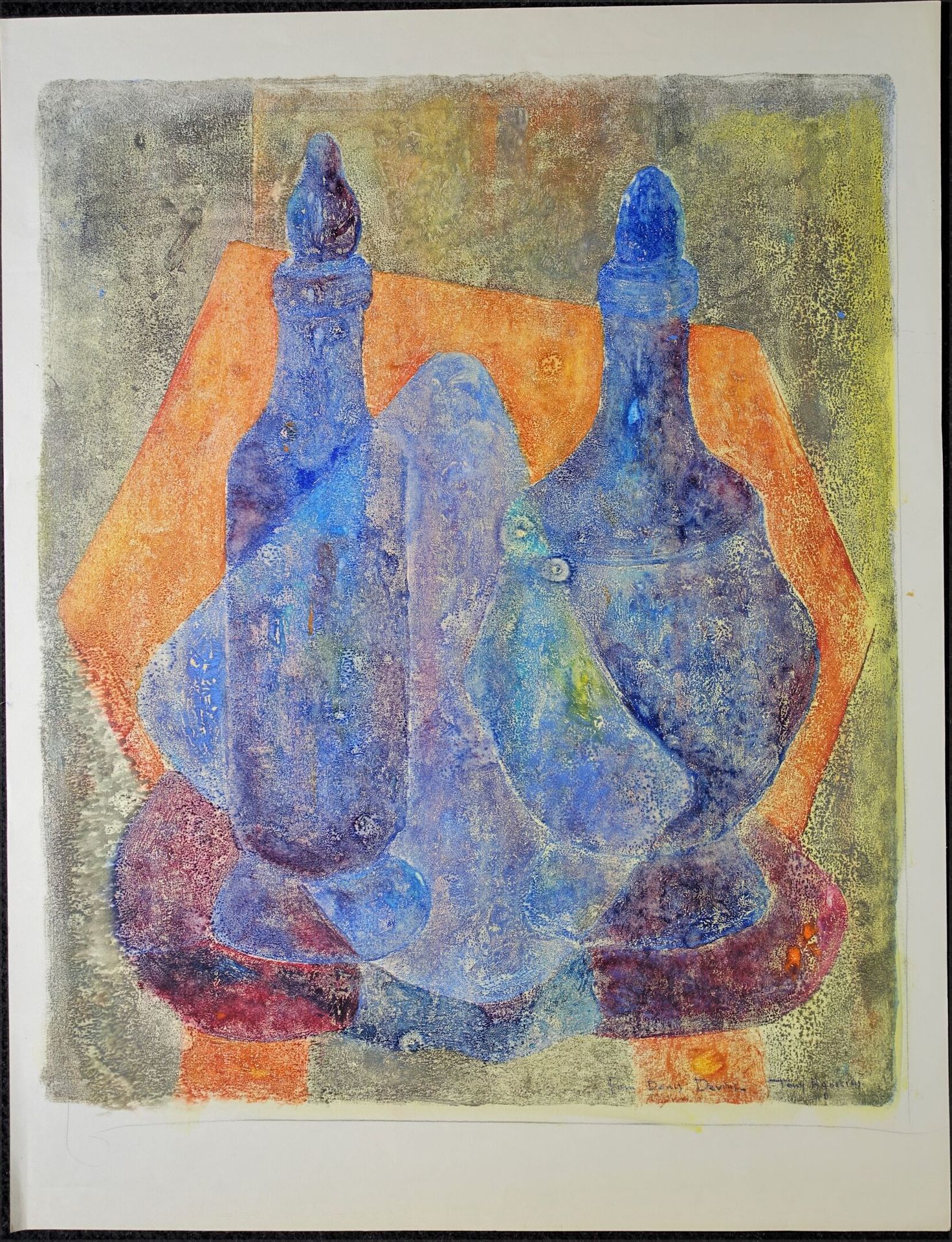 Null AGOSTINI Tony (1916-1990) : Nature morte aux carafes. Aquarelle signée, ave&hellip;