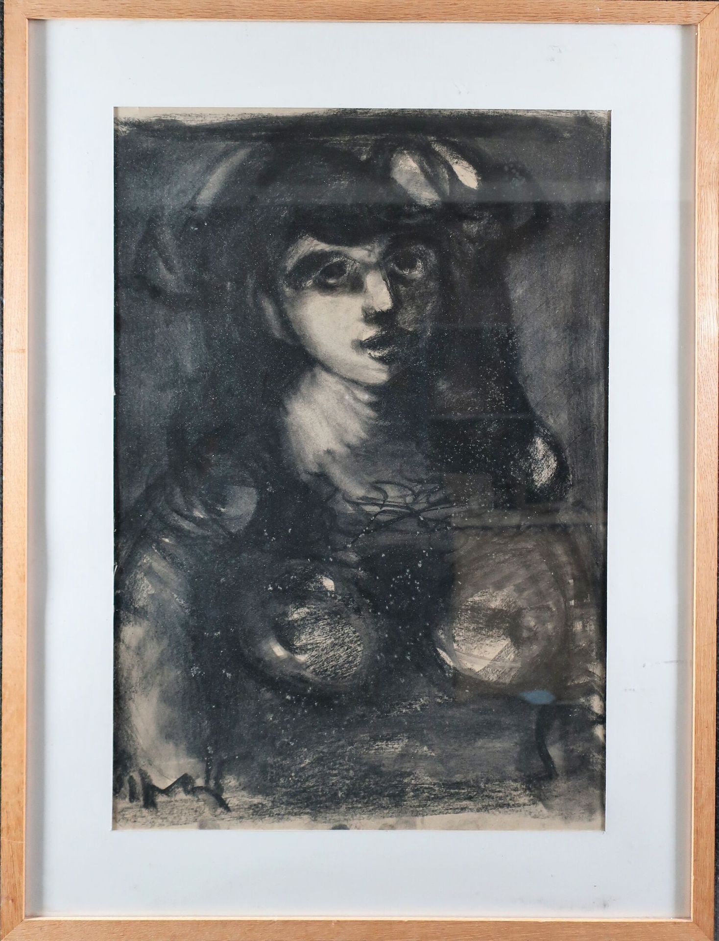 Null VIGNY Sylvain (1903-1970): Portrait of a woman. Charcoal 64 x 44