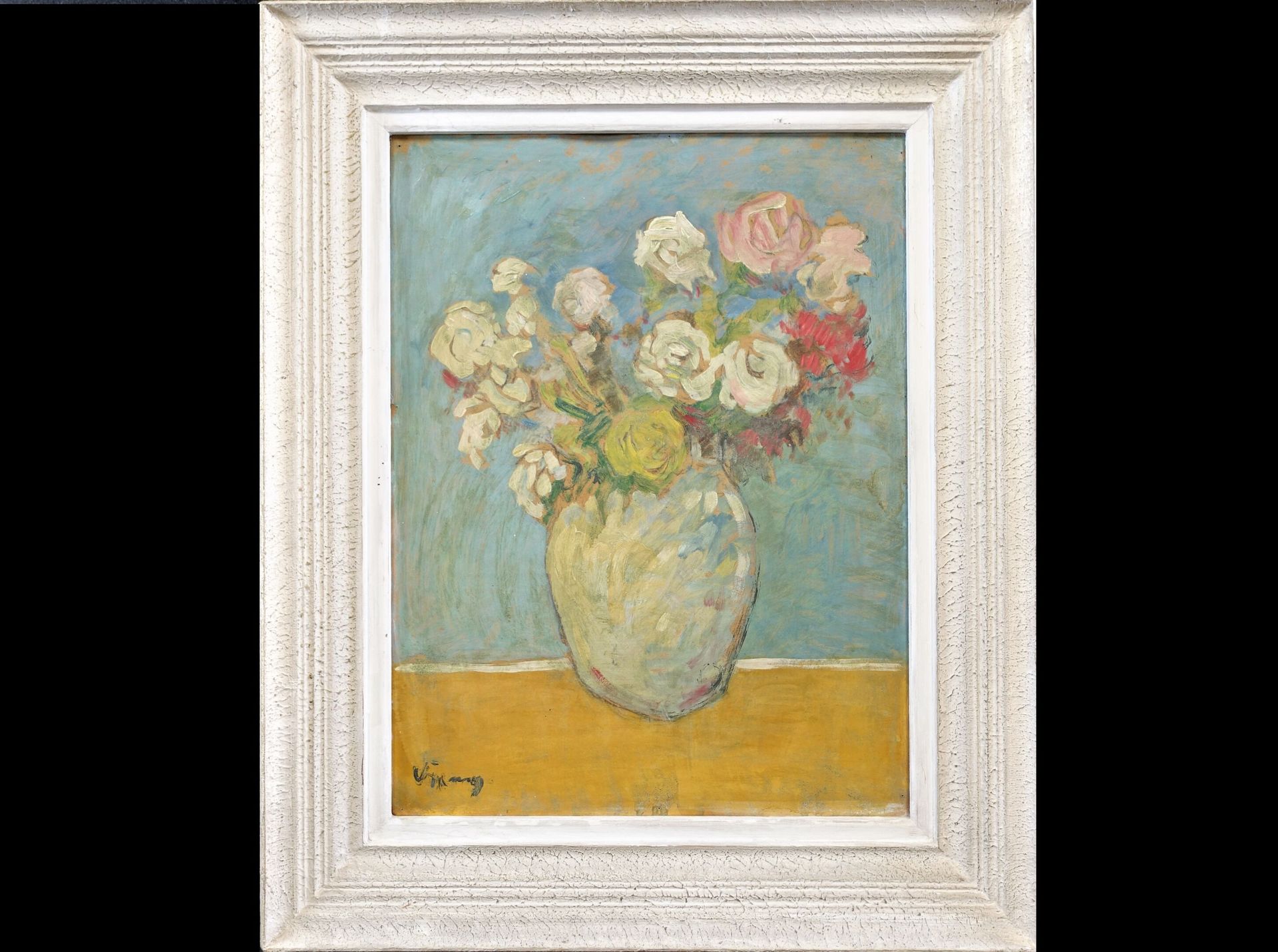 Null VIGNY Sylvain (1903-1970): Vase mit Blumen. H.S Karton signiert, 64 x 49 cm