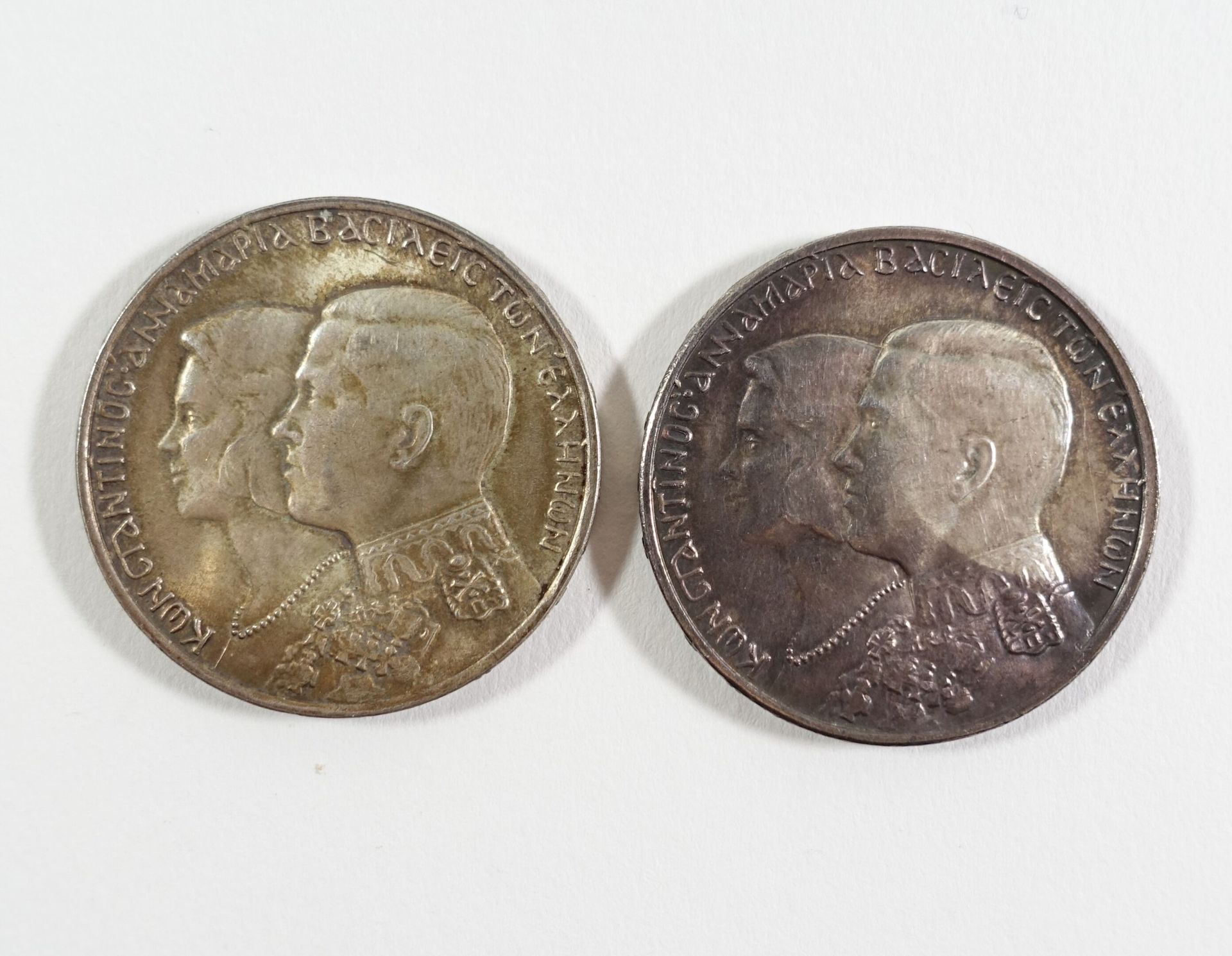 Null GRECE : Deux pièces de 30 drachmes en argent pour le mariage du Roi Constan&hellip;