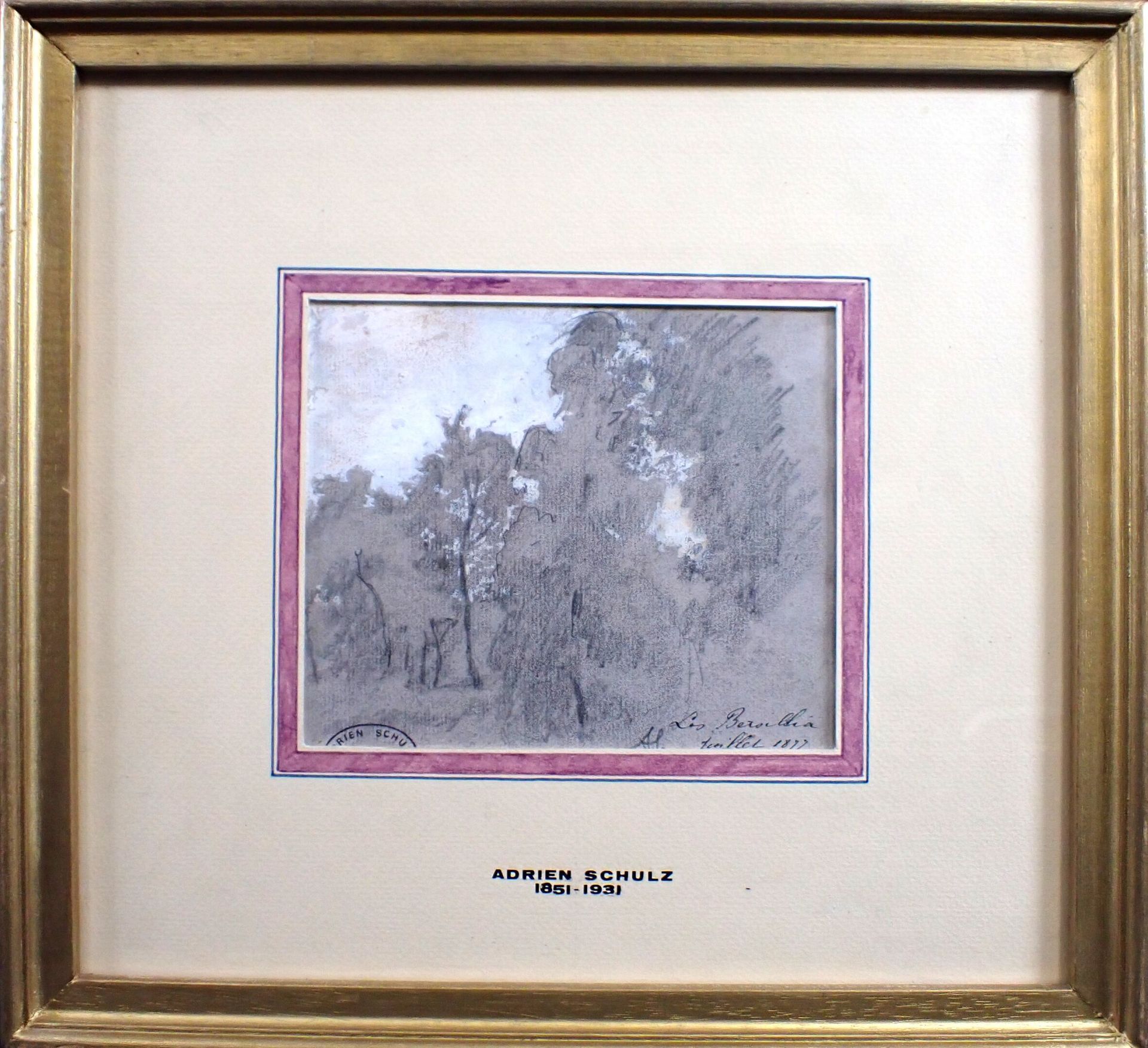 Null SCHULZ Adrien (1851-1931) : Paysage, les Bersillia. Crayon et gouache blanc&hellip;