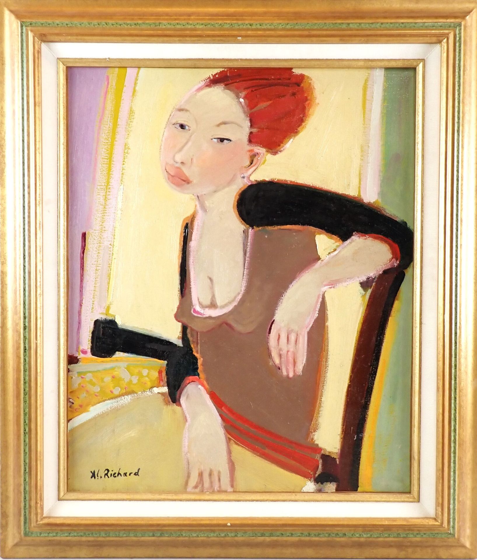 Null RICHARD Alain (1933 - 2017) : Femme au fauteuil. H.S.T. Signée, 61 x 50