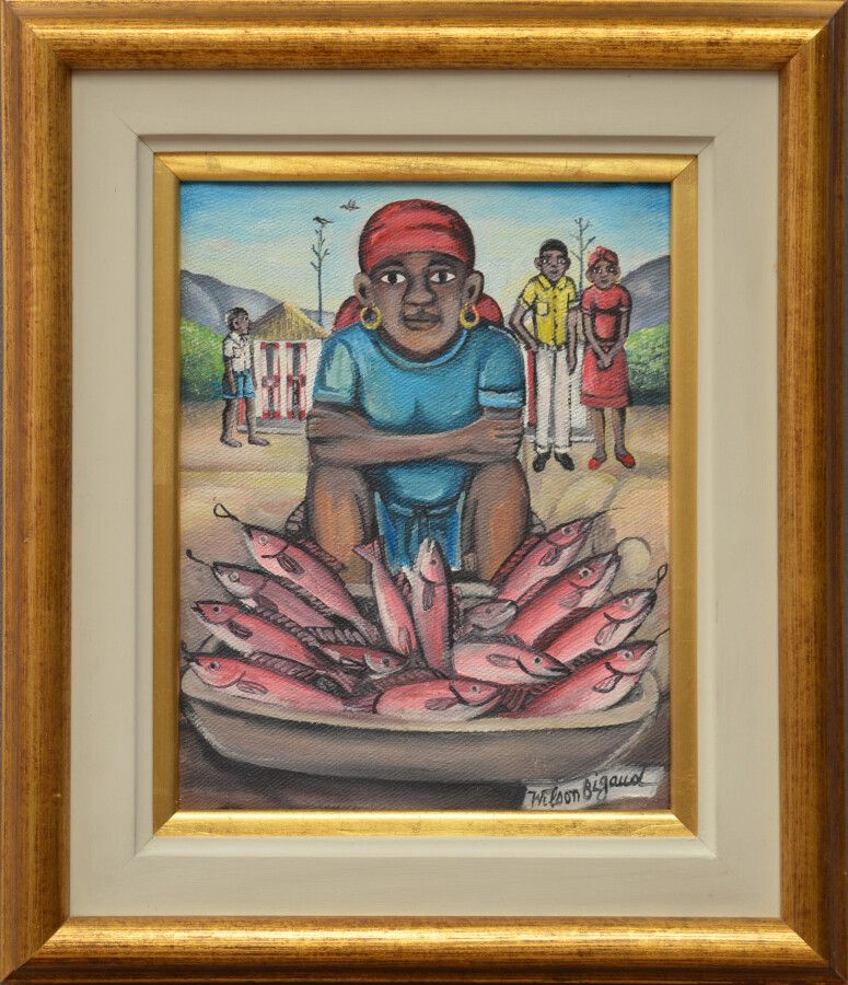 Null BIGAUD Wilson (1931 - 2010)

Fish merchant 

Oil on canvas signed lower rig&hellip;