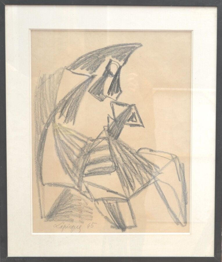 Null Charles LAPICQUE (1898-1988)

Figur (abstrakt), 1945

Kohlezeichnung unten &hellip;