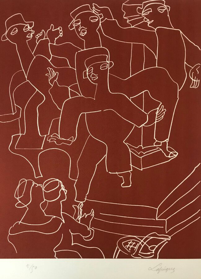 Null 查尔斯-拉皮克 (1898-1988)

无题

右下角签名的连环画，左下角编号为5/90，背面注有CAT 284。

67 x 52,5 cm