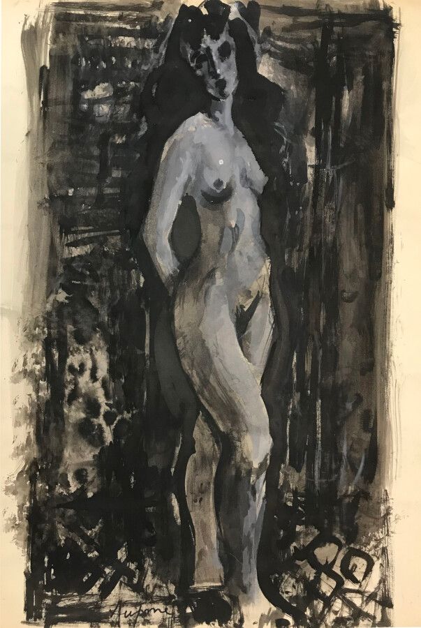 Null JEAN AUJAME ( 1905-1965)

Standing Nude 

Gouache and ink on paper signed l&hellip;