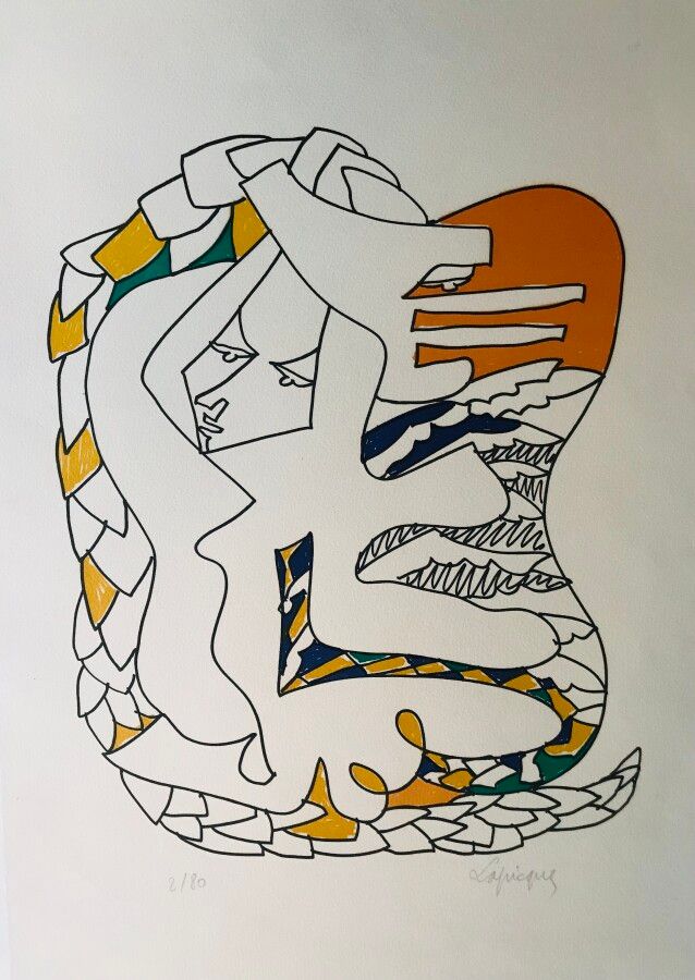 Null 查尔斯-拉皮克 (1898-1988)

Quetzalcoalt, 1958

右下角签名的连环画，左下角编号为2/80，背面注有CAT 99

6&hellip;