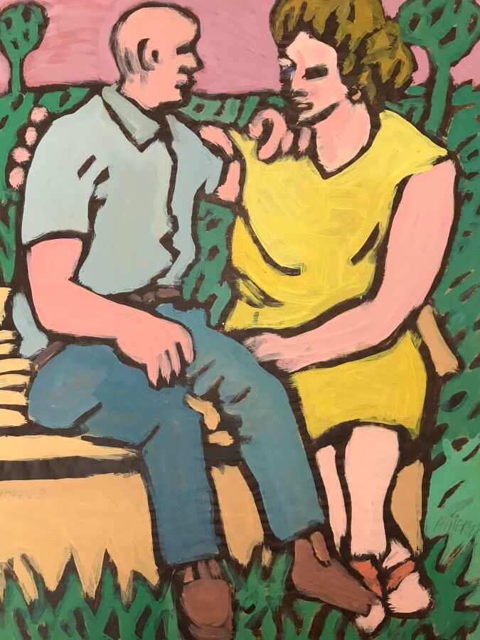 Null Aymery ROLLAND (XX-XXI)

Lovers on a public bench

Gouache on paper, signed&hellip;