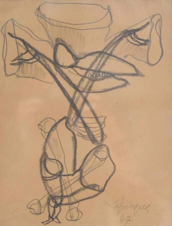 Null 查尔斯-拉皮克 (1898-1988)

死亡之舞

石墨和黑色铅笔，右下方有签名和日期47

25,5 x 19,5 (展出中)



注：查尔斯-&hellip;