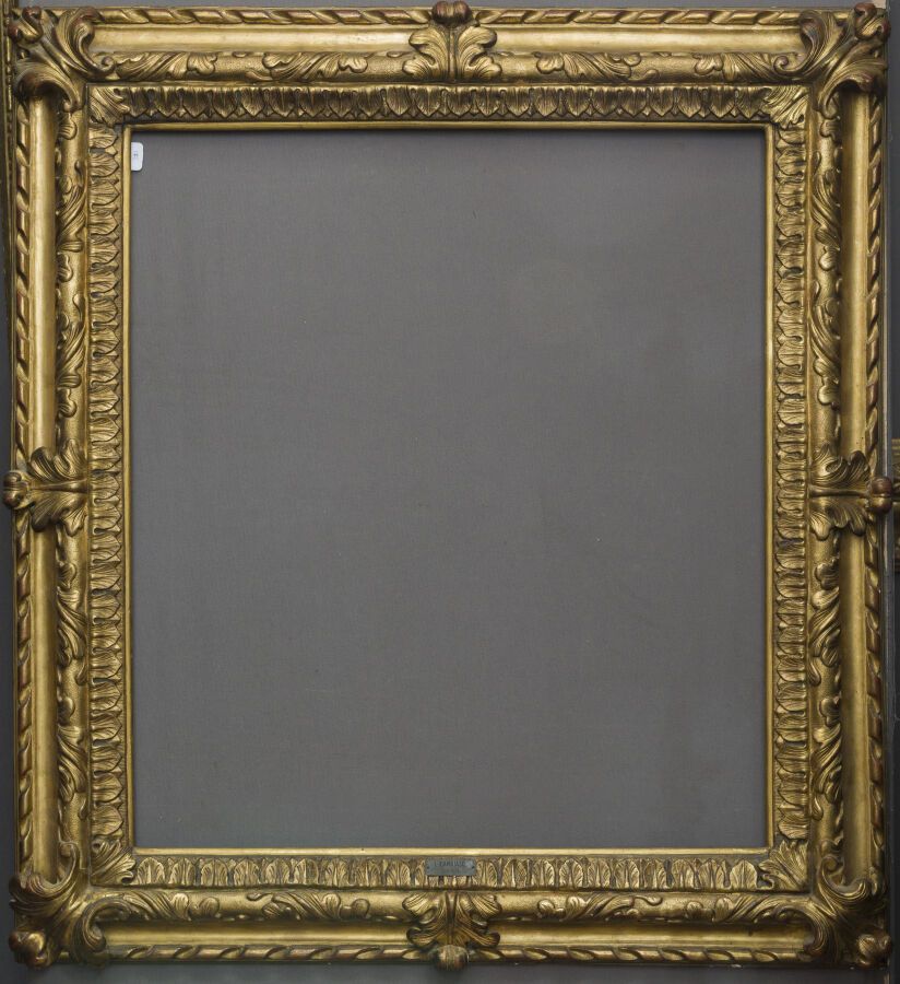 Null Frame with reversed profile in molded wood, carved, and gilded with frieze &hellip;