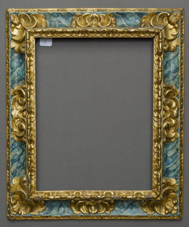 Null 
Frame with reversed profile in molded wood, carved, gilded and marbled dec&hellip;