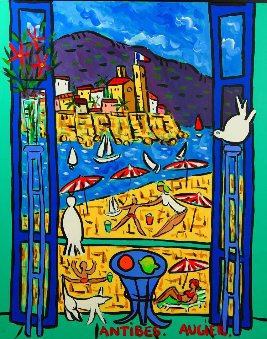 Null AUGIER (XXIème) - Window on Antibes - Acrylic on canvas - Signed and titled&hellip;