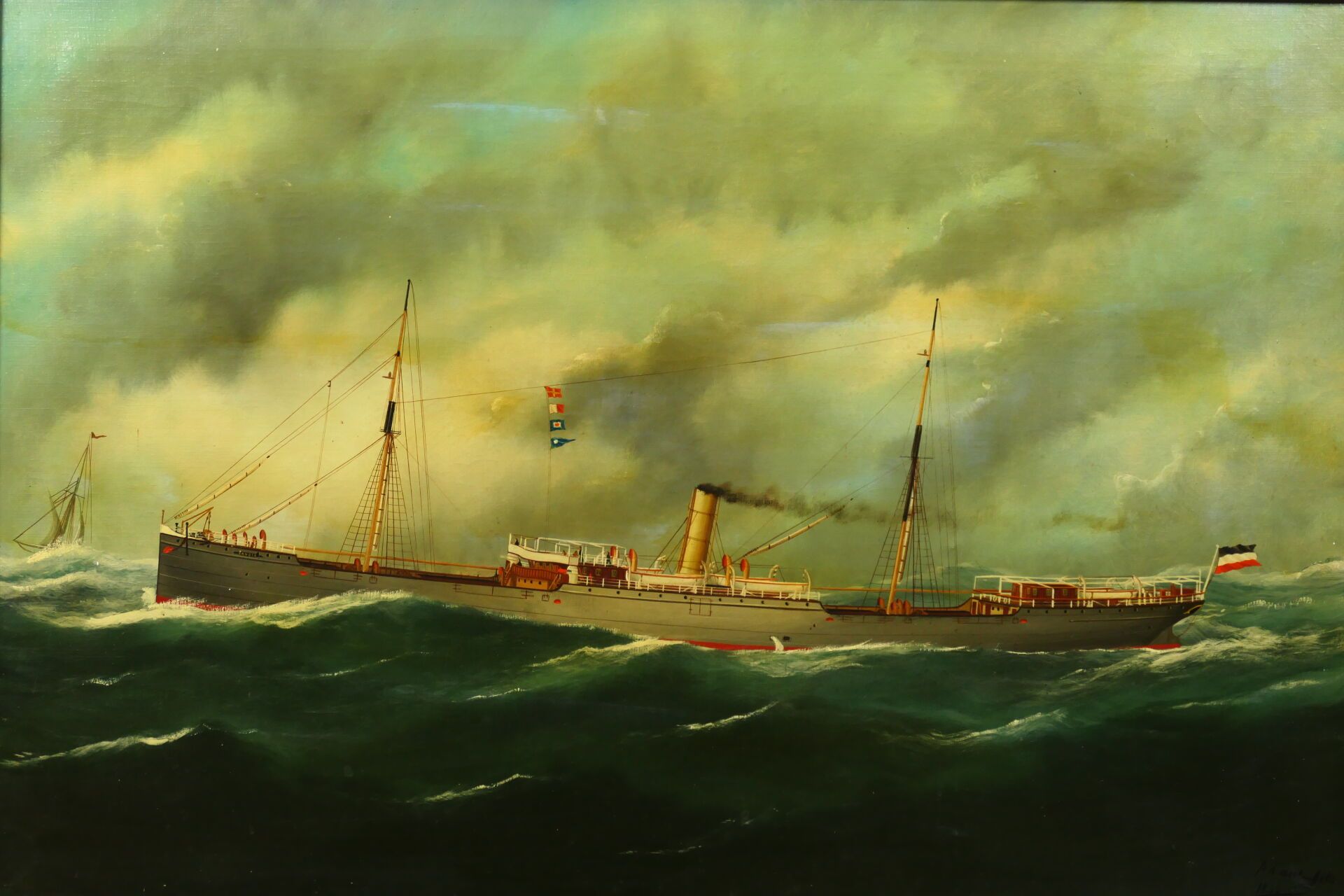 Null Adam Fils (XIXe - XXe siècle). Marine. Huile sur toile signée en bas à droi&hellip;