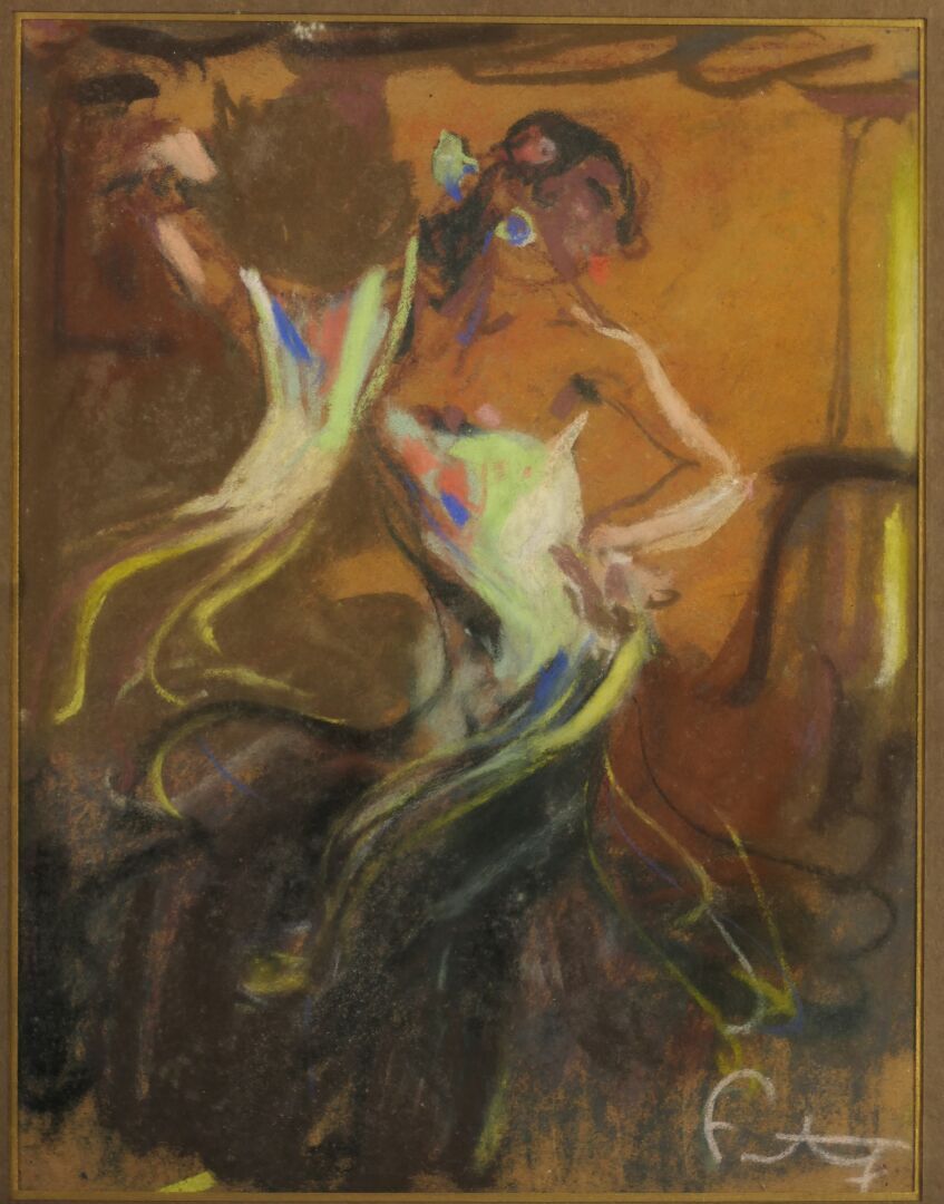 Null CAR Fortuné (1905-1970). Danseuse de Flamenco. Pastel signé en bas à droite&hellip;