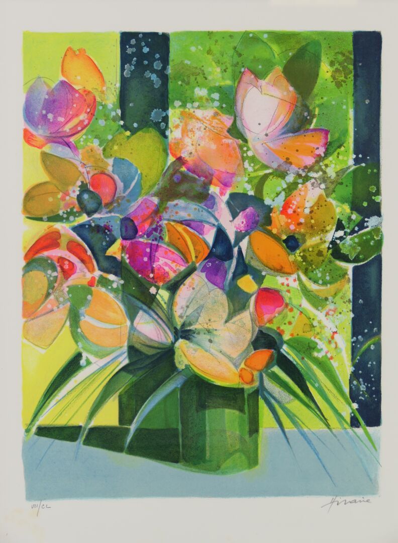 Null HILAIRE Camille (1916 - 2004) - Bouquet - Lithographie - Signée en bas à dr&hellip;