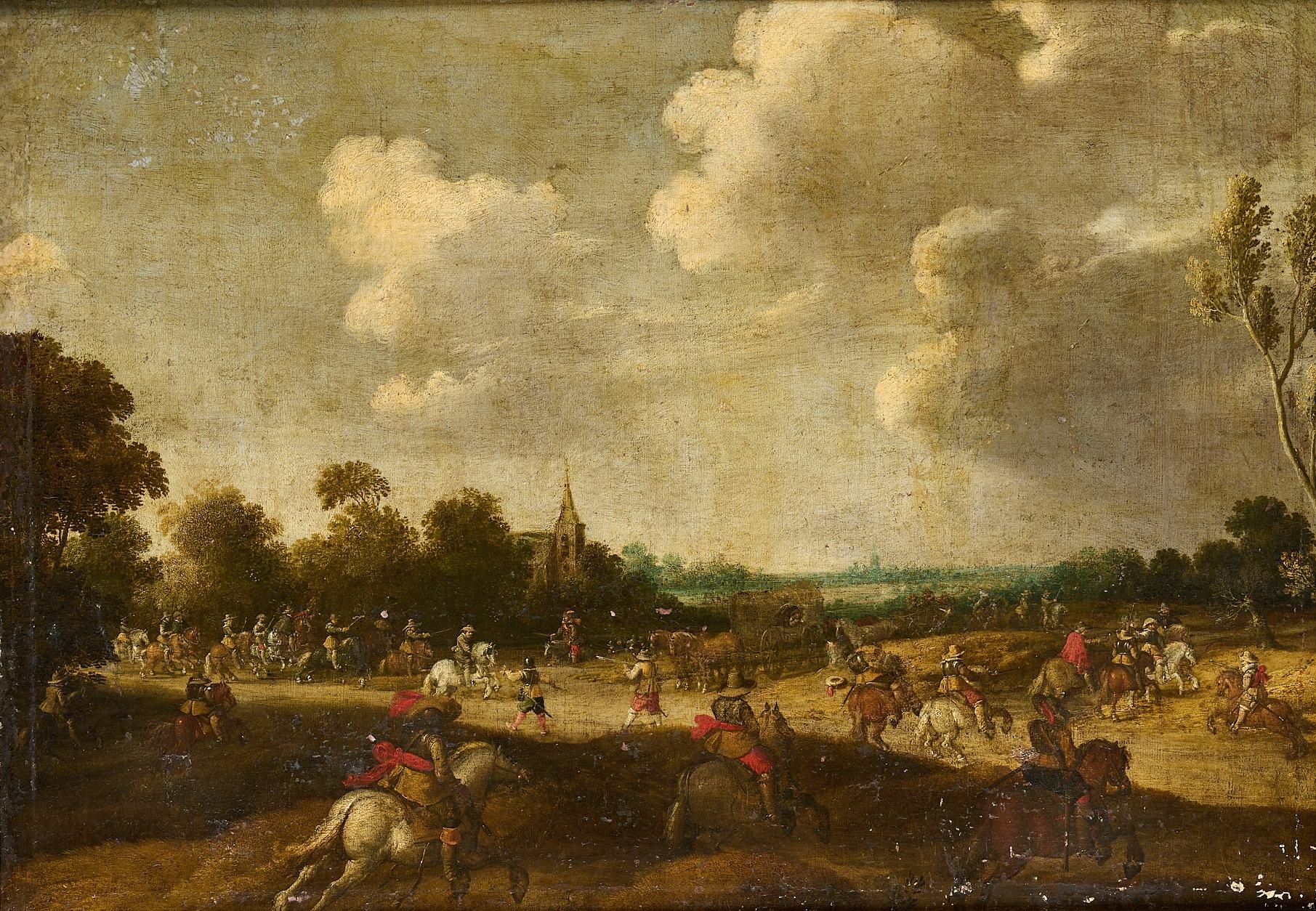 Schlachtenmaler Huile sur toile du 17/18ème siècle 'Guerre de Trente Ans'. Aux p&hellip;