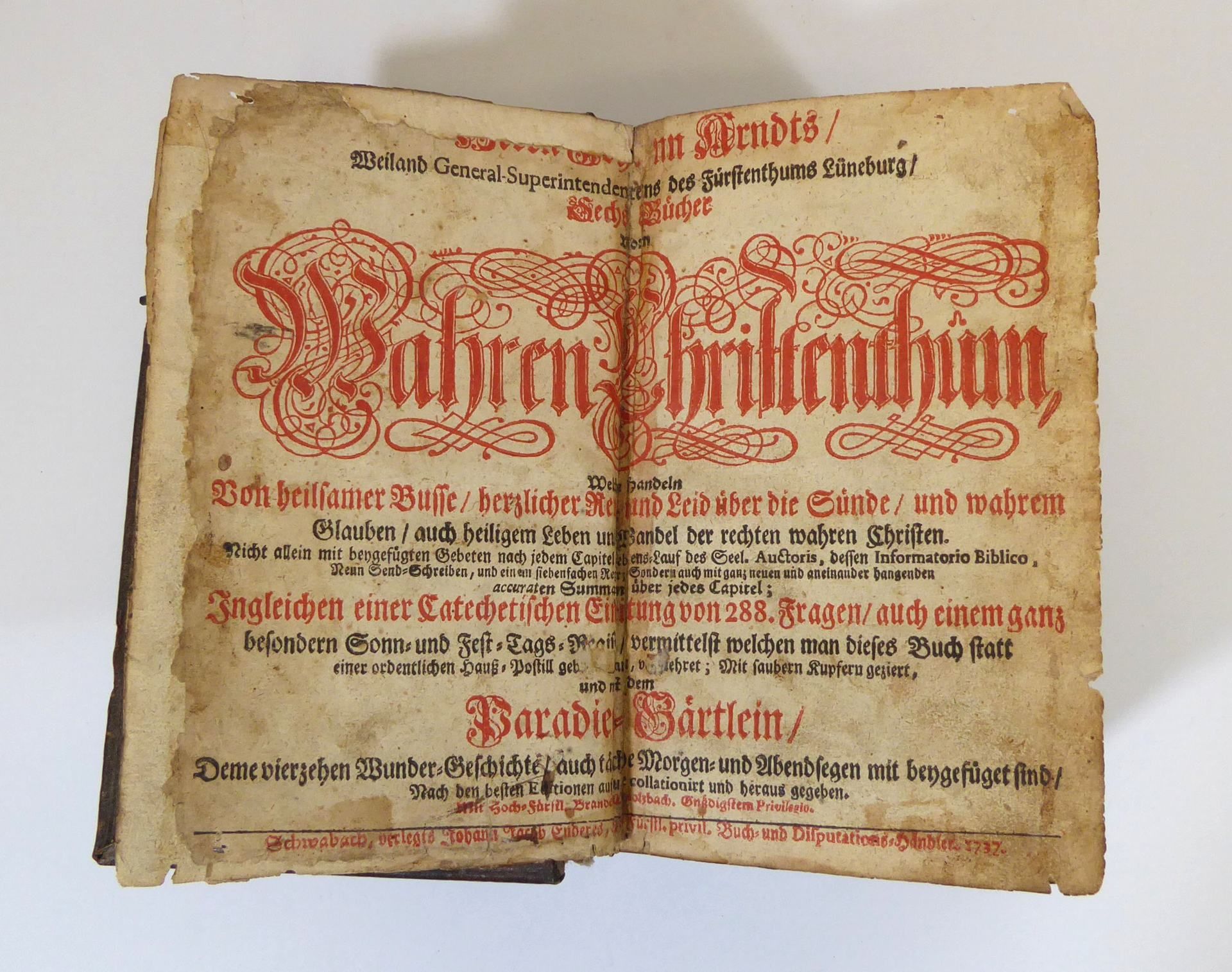 Arndt, Johann Six livres sur le vrai christianisme (...). Schwabach, Endter, 173&hellip;