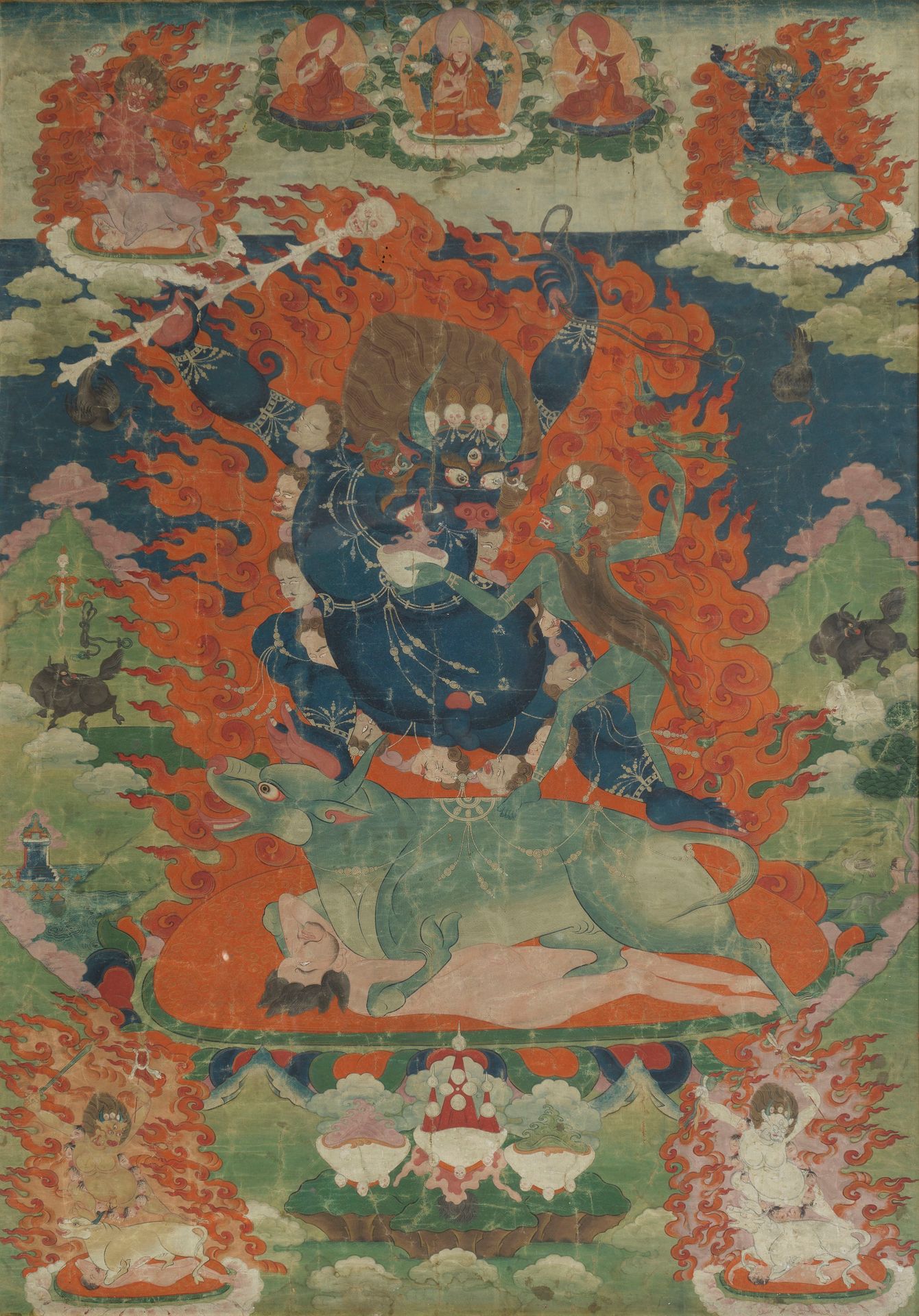 Null Tangka figurant Mahakala, Népal ou Tibet, XIXe s, début XXe s
Pigments sur &hellip;