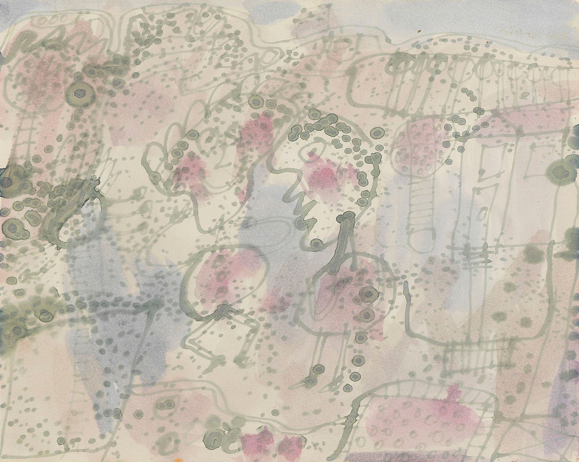 Null Jean Dubuffet (1901-1985)
Deux personnages dans un paysage, gouache et encr&hellip;