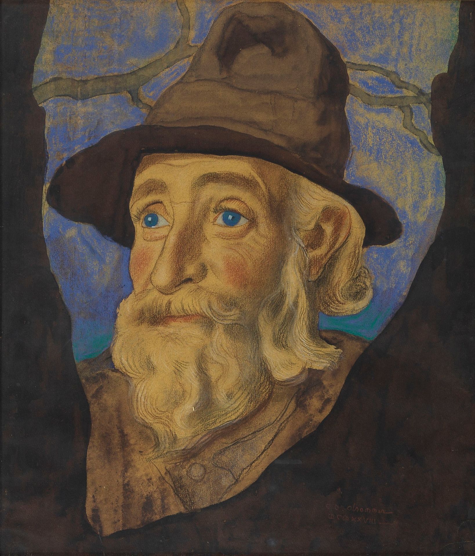 Null 查尔斯-克洛斯-奥尔松默（1883-1966 年）
Portrait d'homme barbu entre les branches, Aquare&hellip;